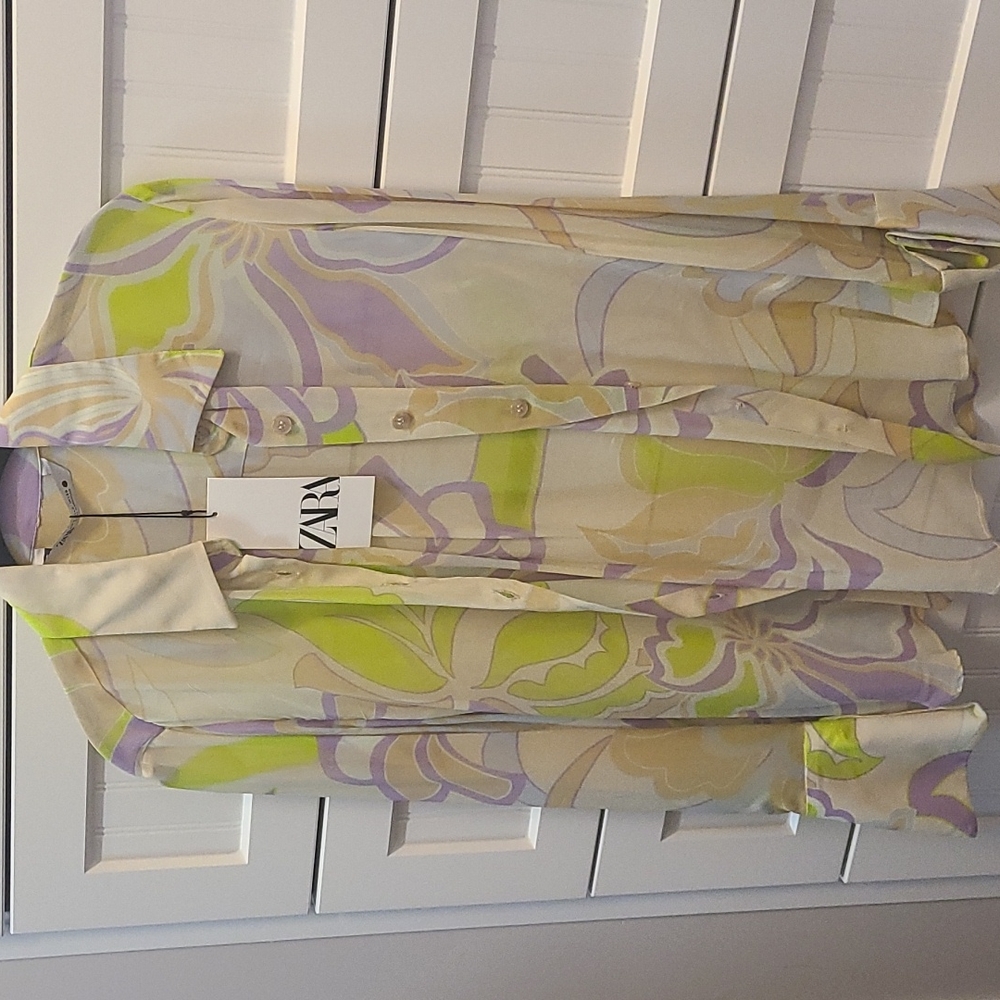 Zara sheer floral top